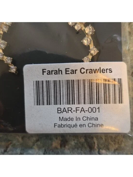 BaubleBar Farah Ear Crawlers Earrings Gold-tone Rhinestone NEW FabFitFun in Pkg - Picture 3 of 4